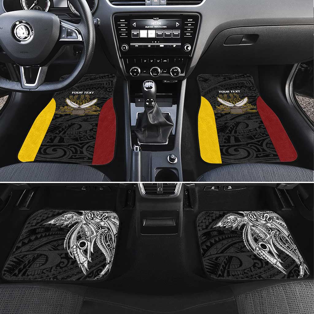 Personalised PNG Western Province Car Mats Bird of Paradise Tattoo Flag Motif LT9 Set 4pcs Red - Polynesian Pride