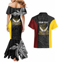 Personalised PNG Western Province Couples Matching Mermaid Dress and Hawaiian Shirt Bird of Paradise Tattoo Flag Motif LT9 - Polynesian Pride