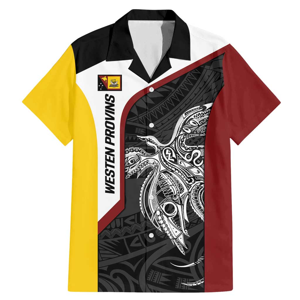 Personalised PNG Western Province Family Matching Mermaid Dress and Hawaiian Shirt Bird of Paradise Tattoo Flag Motif LT9 Dad's Shirt - Short Sleeve Red - Polynesian Pride