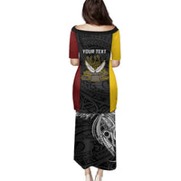 Personalised PNG Western Province Family Matching Puletasi and Hawaiian Shirt Bird of Paradise Tattoo Flag Motif LT9 - Polynesian Pride