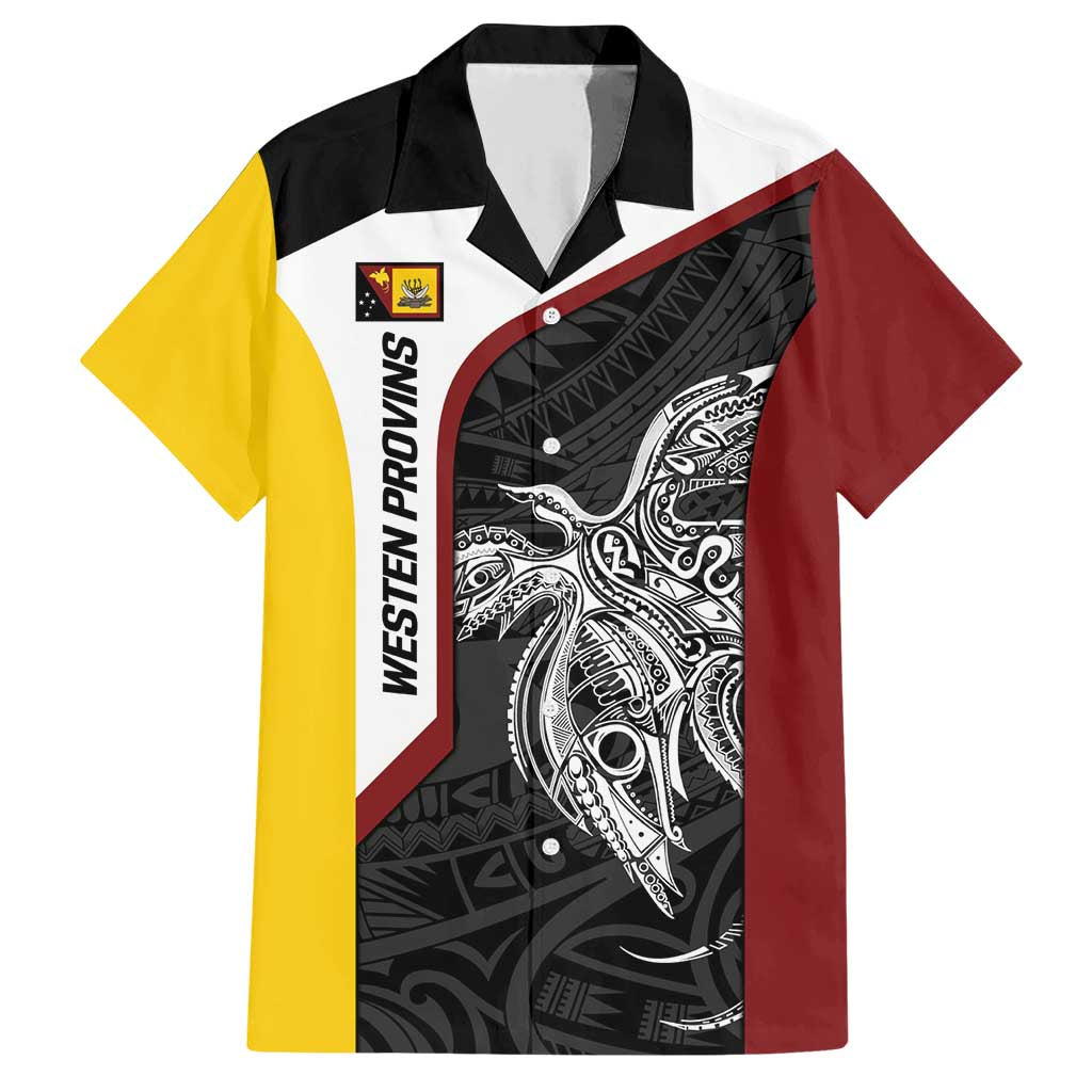 Personalised PNG Western Province Family Matching Short Sleeve Bodycon Dress and Hawaiian Shirt Bird of Paradise Tattoo Flag Motif LT9 Dad's Shirt - Short Sleeve Red - Polynesian Pride