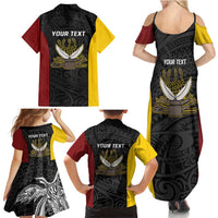 Personalised PNG Western Province Family Matching Summer Maxi Dress and Hawaiian Shirt Bird of Paradise Tattoo Flag Motif LT9 - Polynesian Pride
