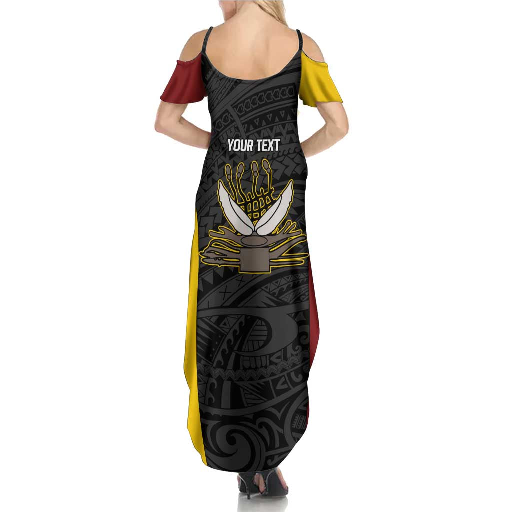 Personalised PNG Western Province Family Matching Summer Maxi Dress and Hawaiian Shirt Bird of Paradise Tattoo Flag Motif LT9 - Polynesian Pride