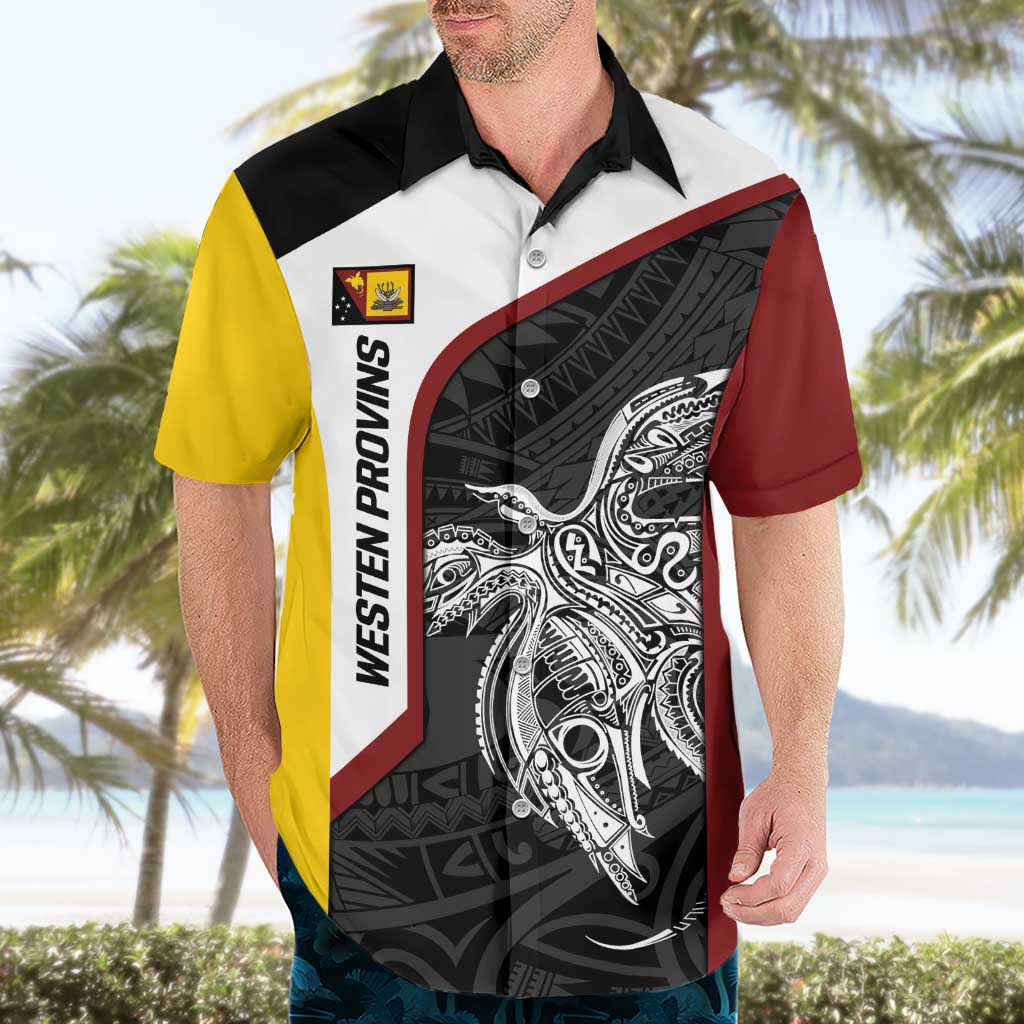 Personalised PNG Western Province Hawaiian Shirt Bird of Paradise Tattoo Flag Motif LT9 - Polynesian Pride