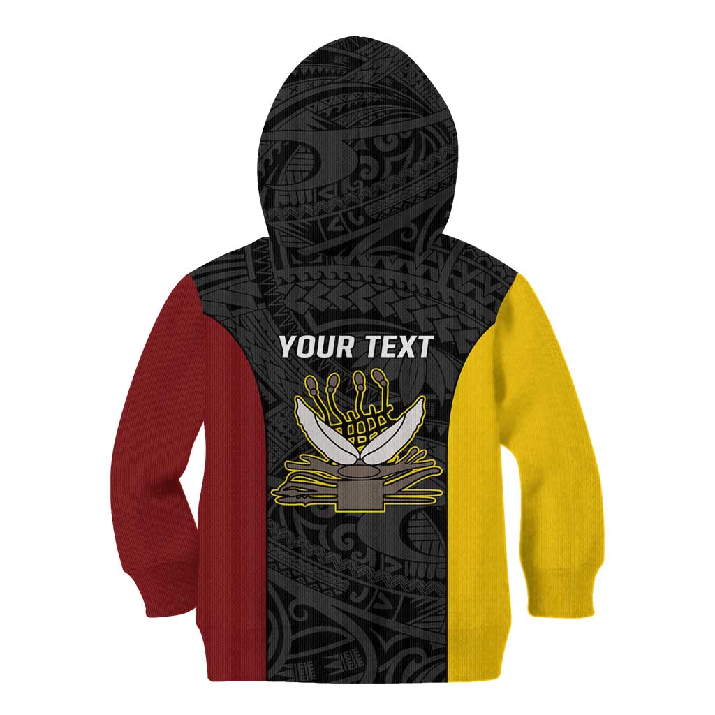 Personalised PNG Western Province Kid Hoodie Bird of Paradise Tattoo Flag Motif - Polynesian Pride