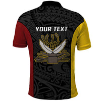 Personalised PNG Western Province Polo Shirt Bird of Paradise Tattoo Flag Motif - Polynesian Pride