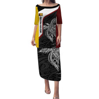 Personalised PNG Western Province Puletasi Bird of Paradise Tattoo Flag Motif - Polynesian Pride