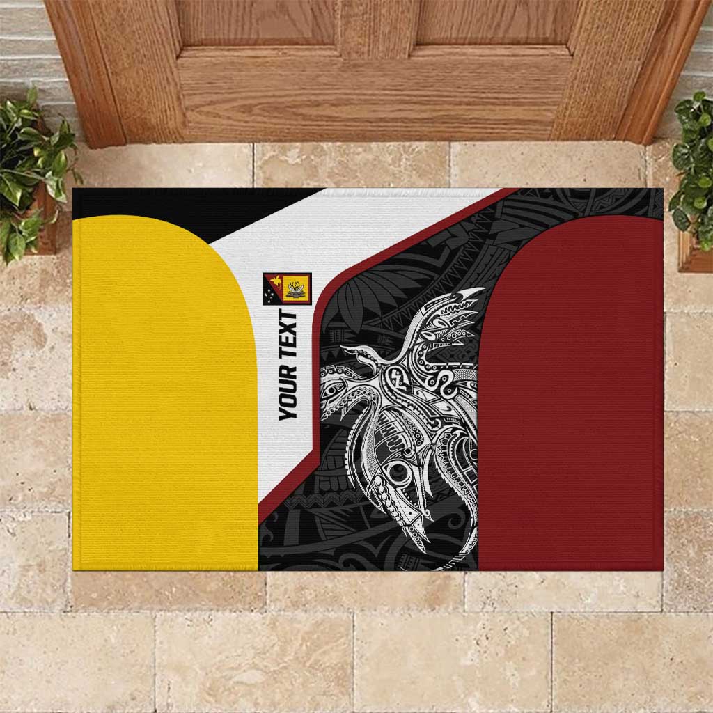 Personalised PNG Western Province Rubber Doormat Bird of Paradise Tattoo Flag Motif LT9 Red - Polynesian Pride
