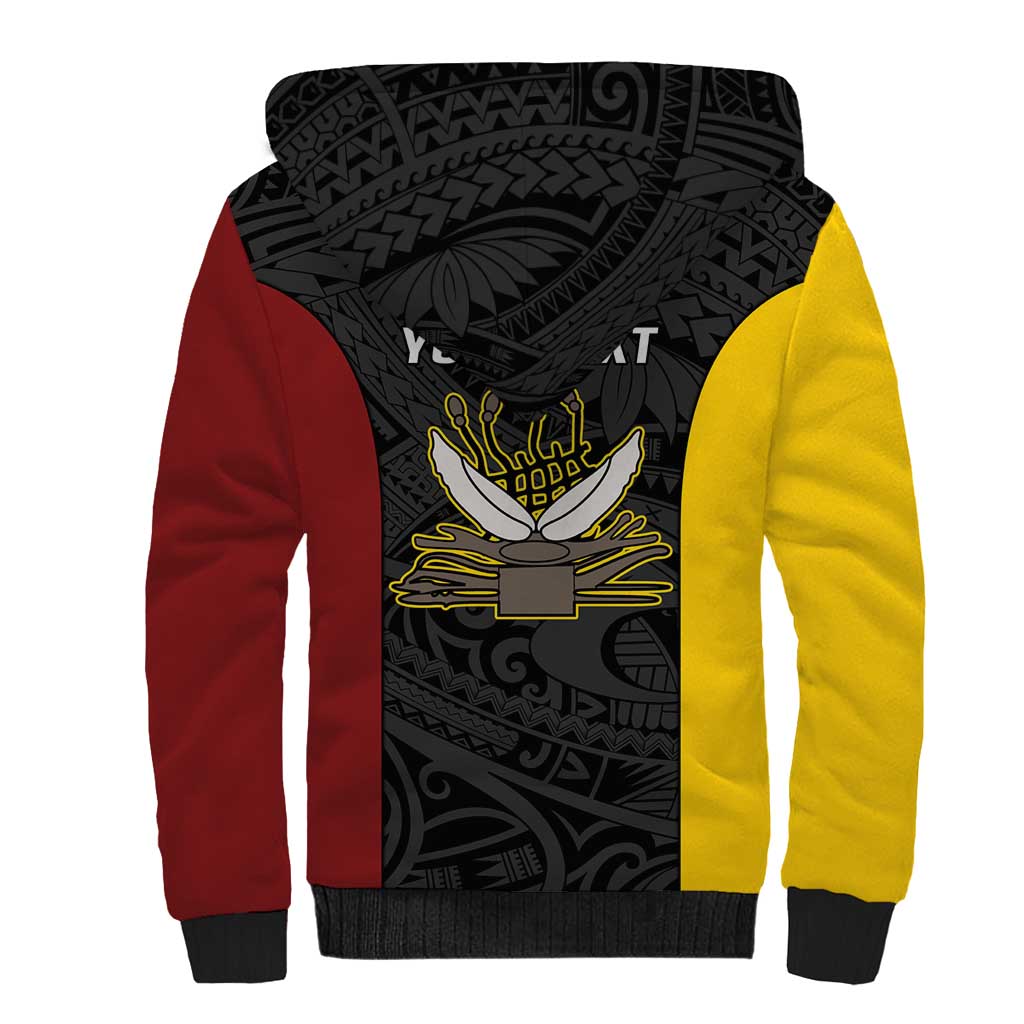 Personalised PNG Western Province Sherpa Hoodie Bird of Paradise Tattoo Flag Motif LT9 - Polynesian Pride