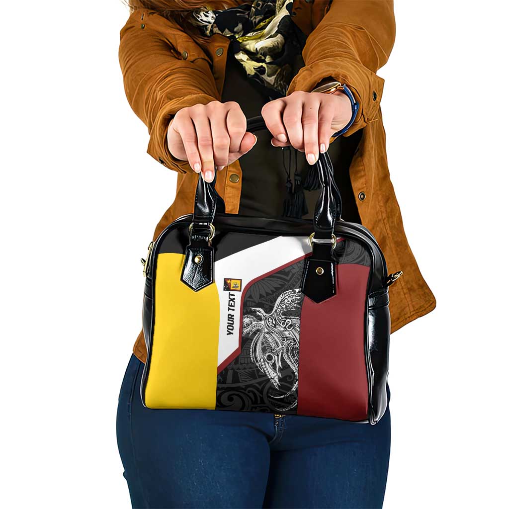 Personalised PNG Western Province Shoulder Handbag Bird of Paradise Tattoo Flag Motif - Polynesian Pride