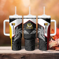 Personalised PNG Western Province Tumbler With Handle Bird of Paradise Tattoo Flag Motif - Polynesian Pride