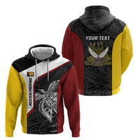 Personalised PNG Western Province Zip Hoodie Bird of Paradise Tattoo Flag Motif - Polynesian Pride