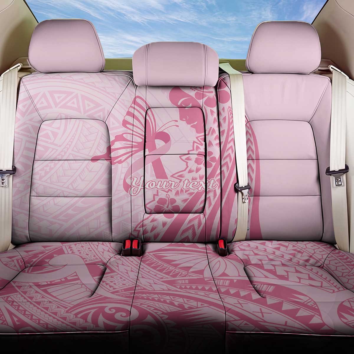 Pacific Girl and Butterfly Cancer Ribbon Personalised Back Car Seat Cover