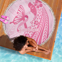 Pacific Girl and Butterfly Cancer Ribbon Personalised Beach Blanket LT9 - Polynesian Pride