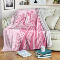 Pacific Girl and Butterfly Cancer Ribbon Personalised Blanket LT9 Pink - Polynesian Pride