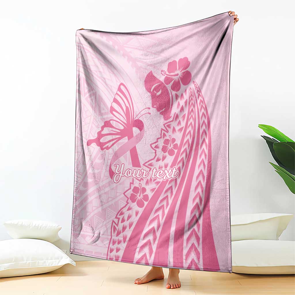 Pacific Girl and Butterfly Cancer Ribbon Personalised Blanket LT9 - Polynesian Pride