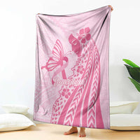 Pacific Girl and Butterfly Cancer Ribbon Personalised Blanket LT9 - Polynesian Pride