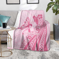 Pacific Girl and Butterfly Cancer Ribbon Personalised Blanket LT9 - Polynesian Pride