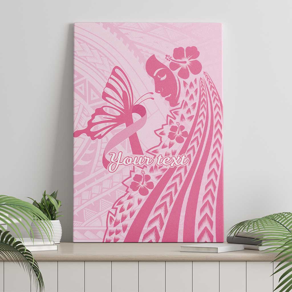 Pacific Girl and Butterfly Cancer Ribbon Personalised Canvas Wall Art LT9 - Polynesian Pride