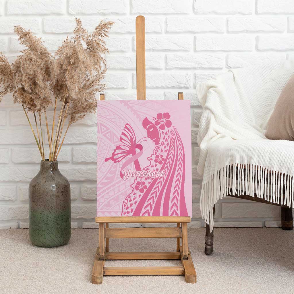 Pacific Girl and Butterfly Cancer Ribbon Personalised Canvas Wall Art LT9 - Polynesian Pride