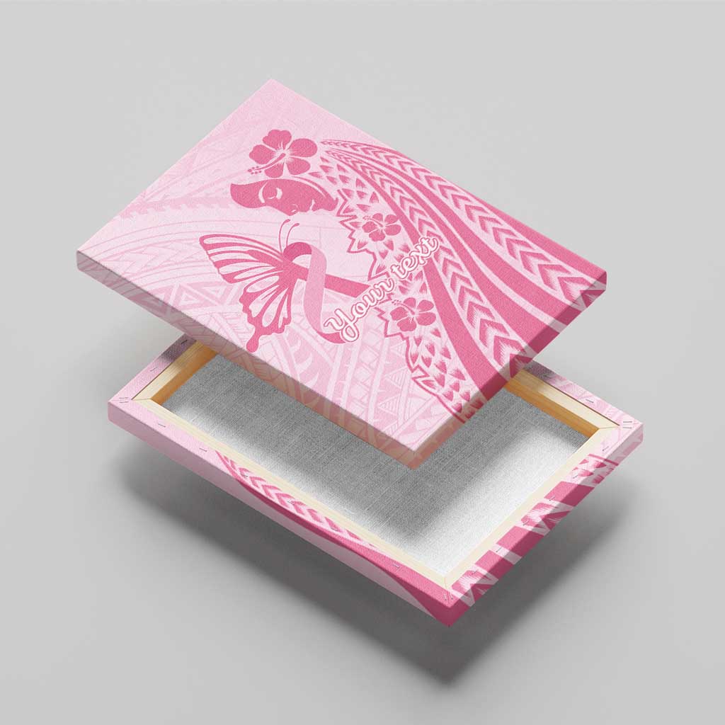 Pacific Girl and Butterfly Cancer Ribbon Personalised Canvas Wall Art LT9 - Polynesian Pride