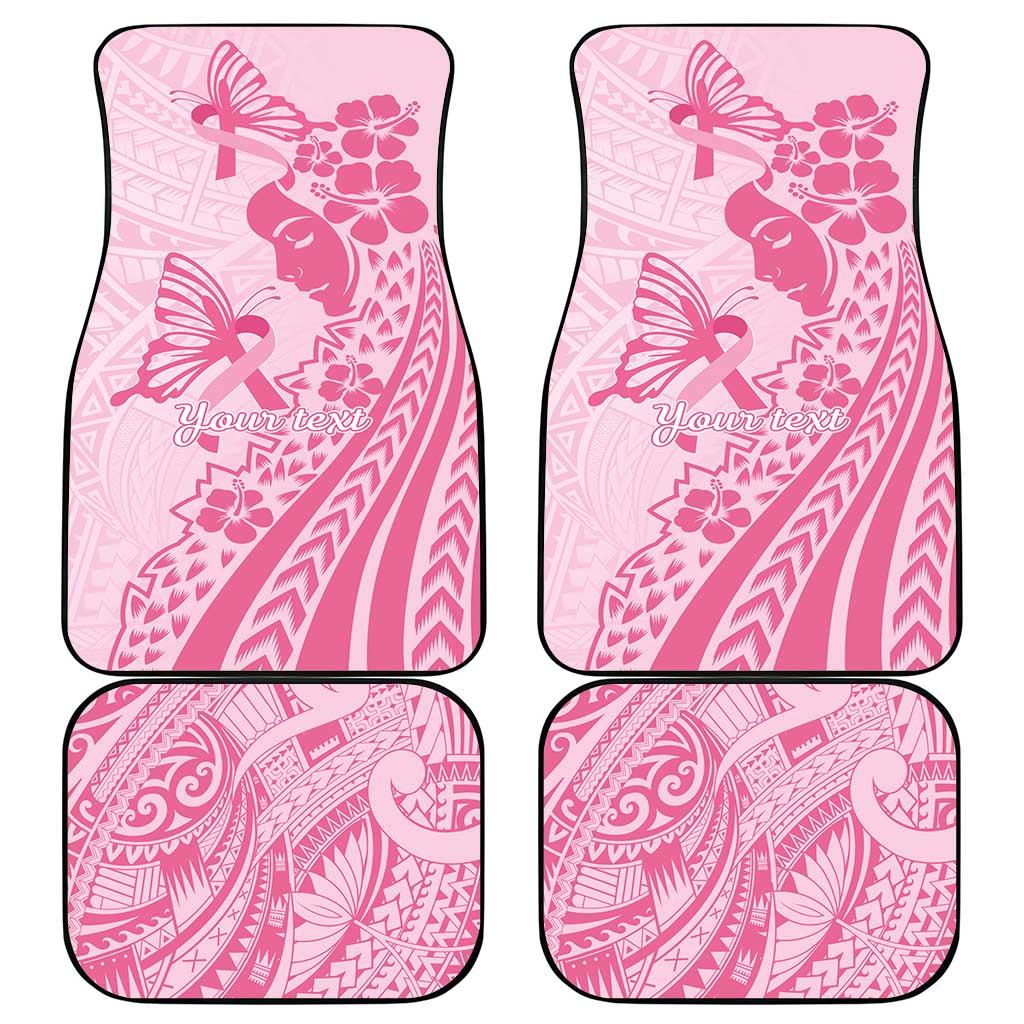 Pacific Girl and Butterfly Cancer Ribbon Personalised Car Mats LT9 - Polynesian Pride