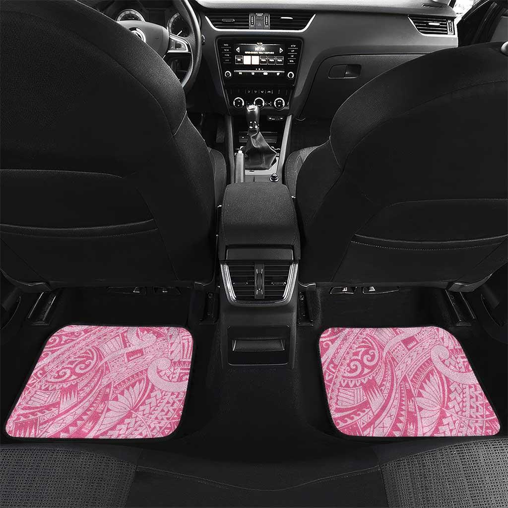Pacific Girl and Butterfly Cancer Ribbon Personalised Car Mats LT9 Set 2pcs - Back Pink - Polynesian Pride