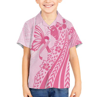 Pacific Girl and Butterfly Cancer Ribbon Personalised Family Matching Summer Maxi Dress and Hawaiian Shirt