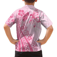 Pacific Girl and Butterfly Cancer Ribbon Personalised Family Matching Tank Maxi Dress and Hawaiian Shirt