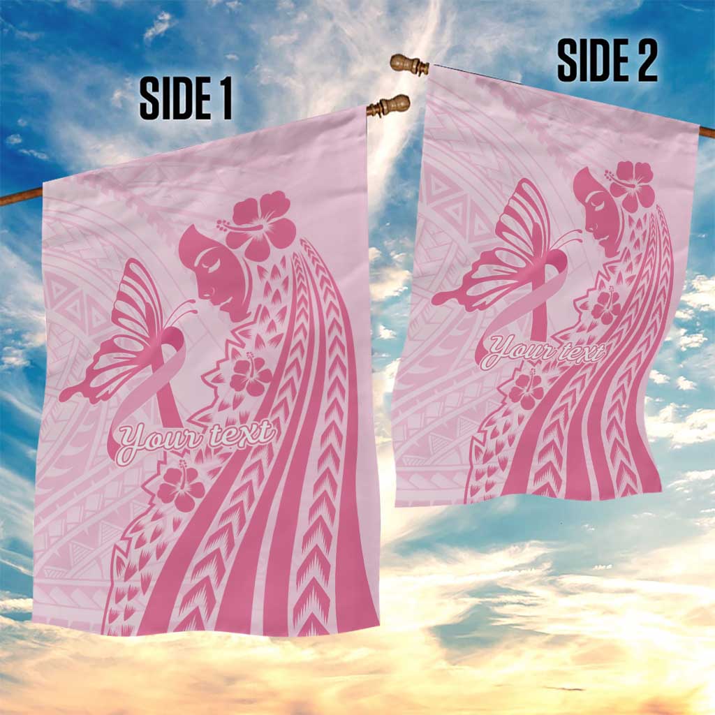 Pacific Girl and Butterfly Cancer Ribbon Personalised Garden Flag LT9 - Polynesian Pride