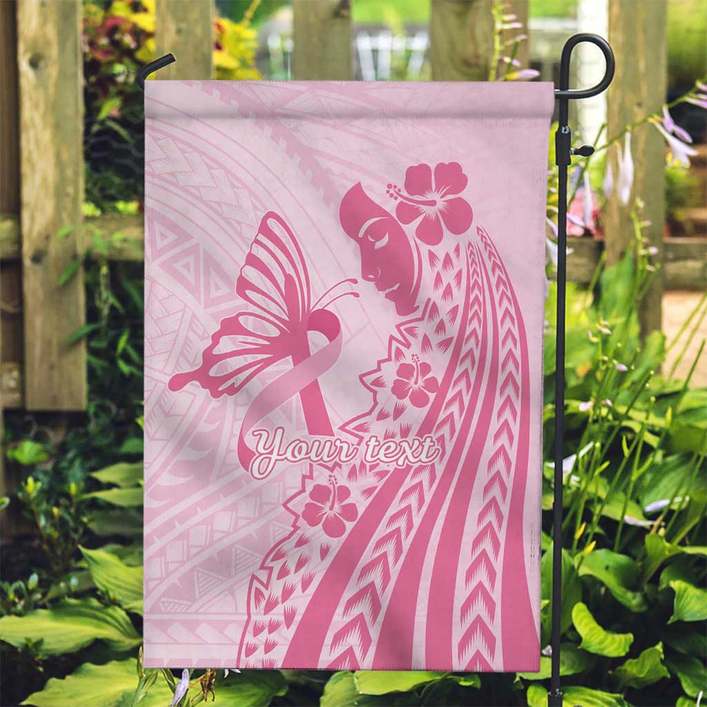 Pacific Girl and Butterfly Cancer Ribbon Personalised Garden Flag LT9 Garden Flag Pink - Polynesian Pride