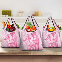 Pacific Girl and Butterfly Cancer Ribbon Personalised Grocery Bag LT9 3-pack One Size Pink - Polynesian Pride