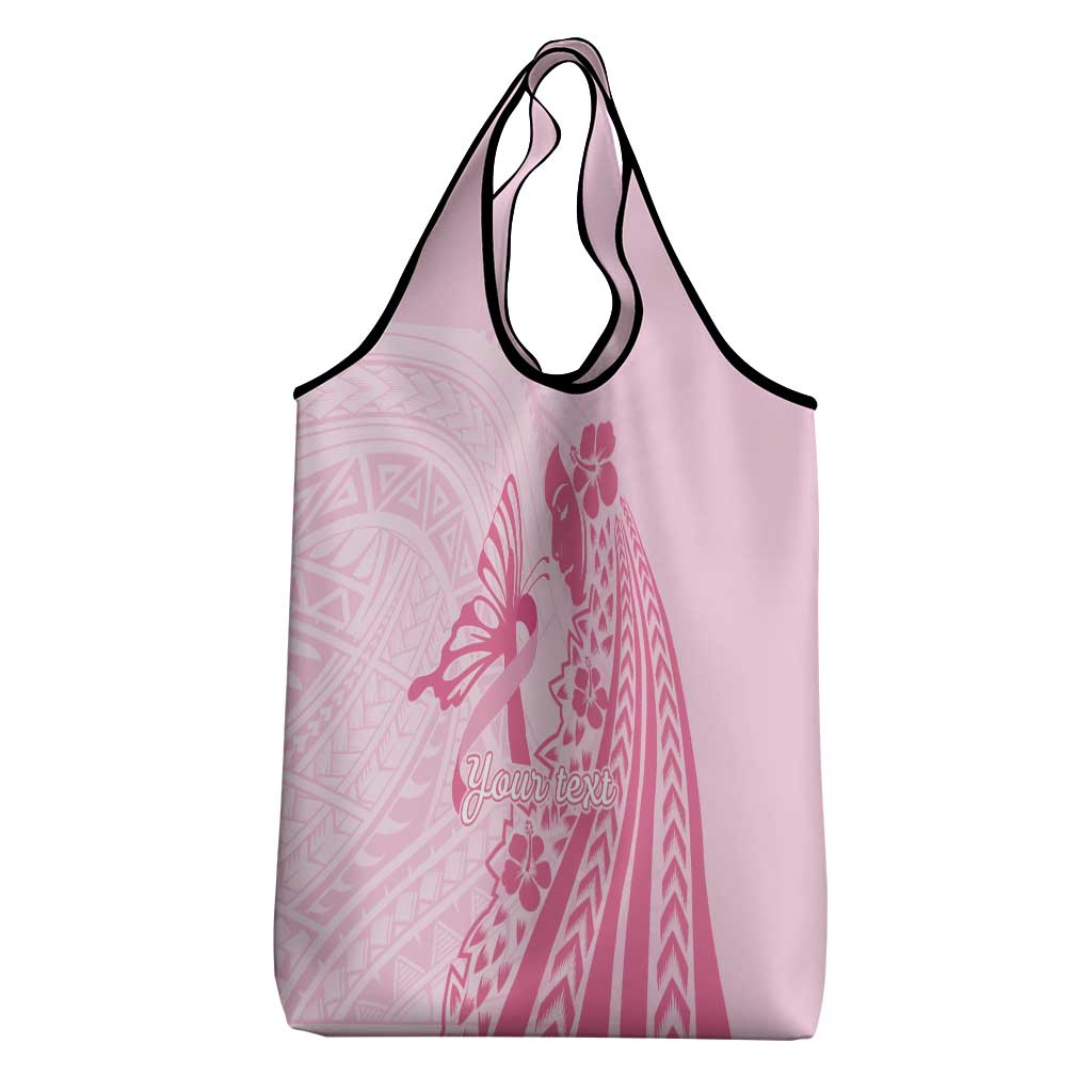 Pacific Girl and Butterfly Cancer Ribbon Personalised Grocery Bag LT9 - Polynesian Pride
