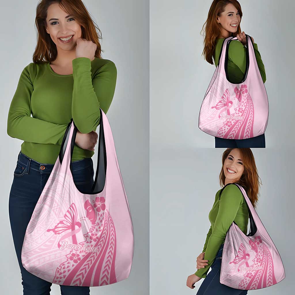 Pacific Girl and Butterfly Cancer Ribbon Personalised Grocery Bag LT9 - Polynesian Pride