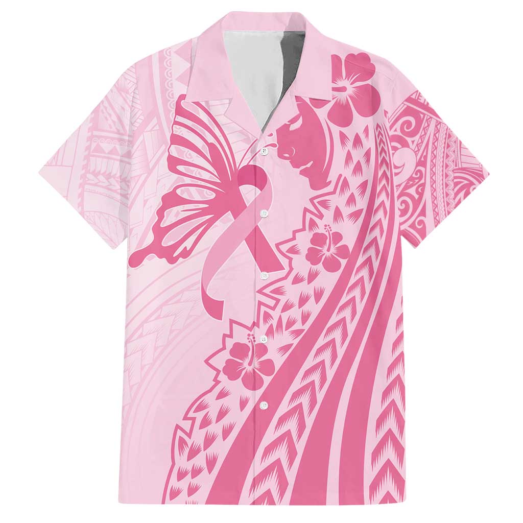 Pacific Girl and Butterfly Cancer Ribbon Personalised Hawaiian Shirt LT9 Pink - Polynesian Pride