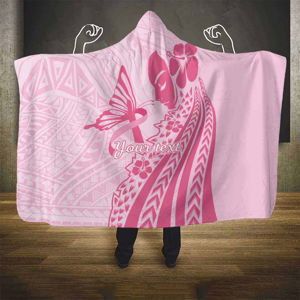 Pacific Girl and Butterfly Cancer Ribbon Personalised Hooded Blanket LT9 - Polynesian Pride