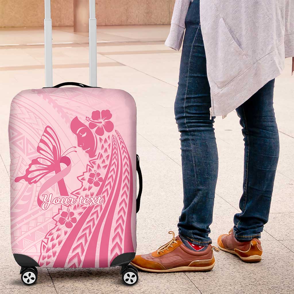 Pacific Girl and Butterfly Cancer Ribbon Personalised Luggage Cover