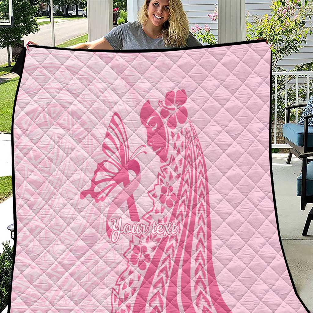 Pacific Girl and Butterfly Cancer Ribbon Personalised Quilt