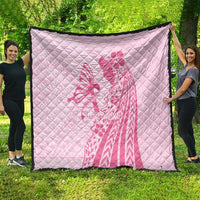 Pacific Girl and Butterfly Cancer Ribbon Personalised Quilt