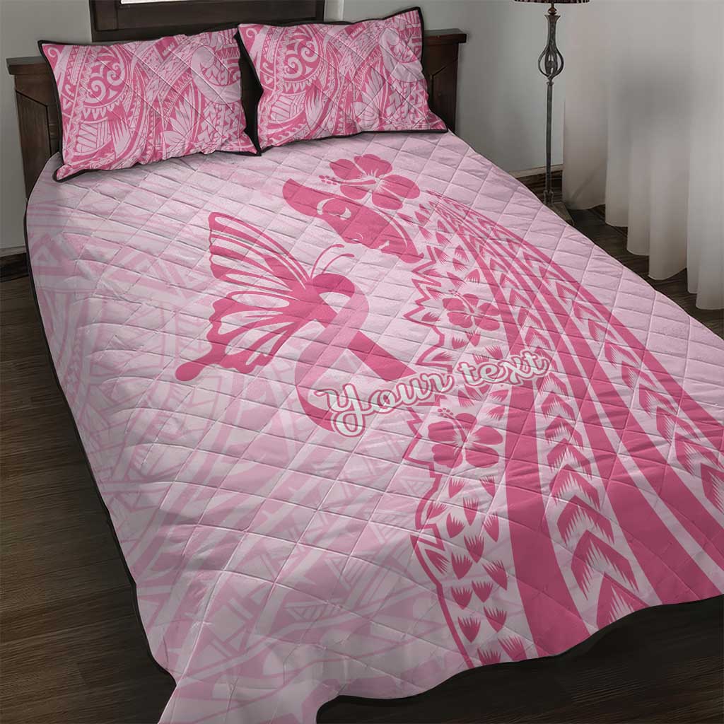 Pacific Girl and Butterfly Cancer Ribbon Personalised Quilt Bed Set LT9 Pink - Polynesian Pride