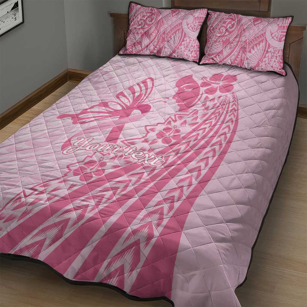 Pacific Girl and Butterfly Cancer Ribbon Personalised Quilt Bed Set LT9 - Polynesian Pride