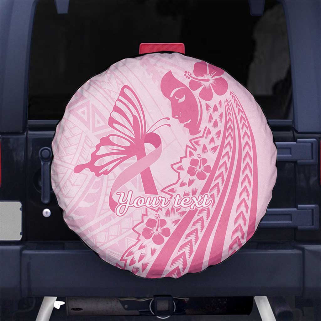 Pacific Girl and Butterfly Cancer Ribbon Personalised Spare Tire Cover LT9 - Polynesian Pride