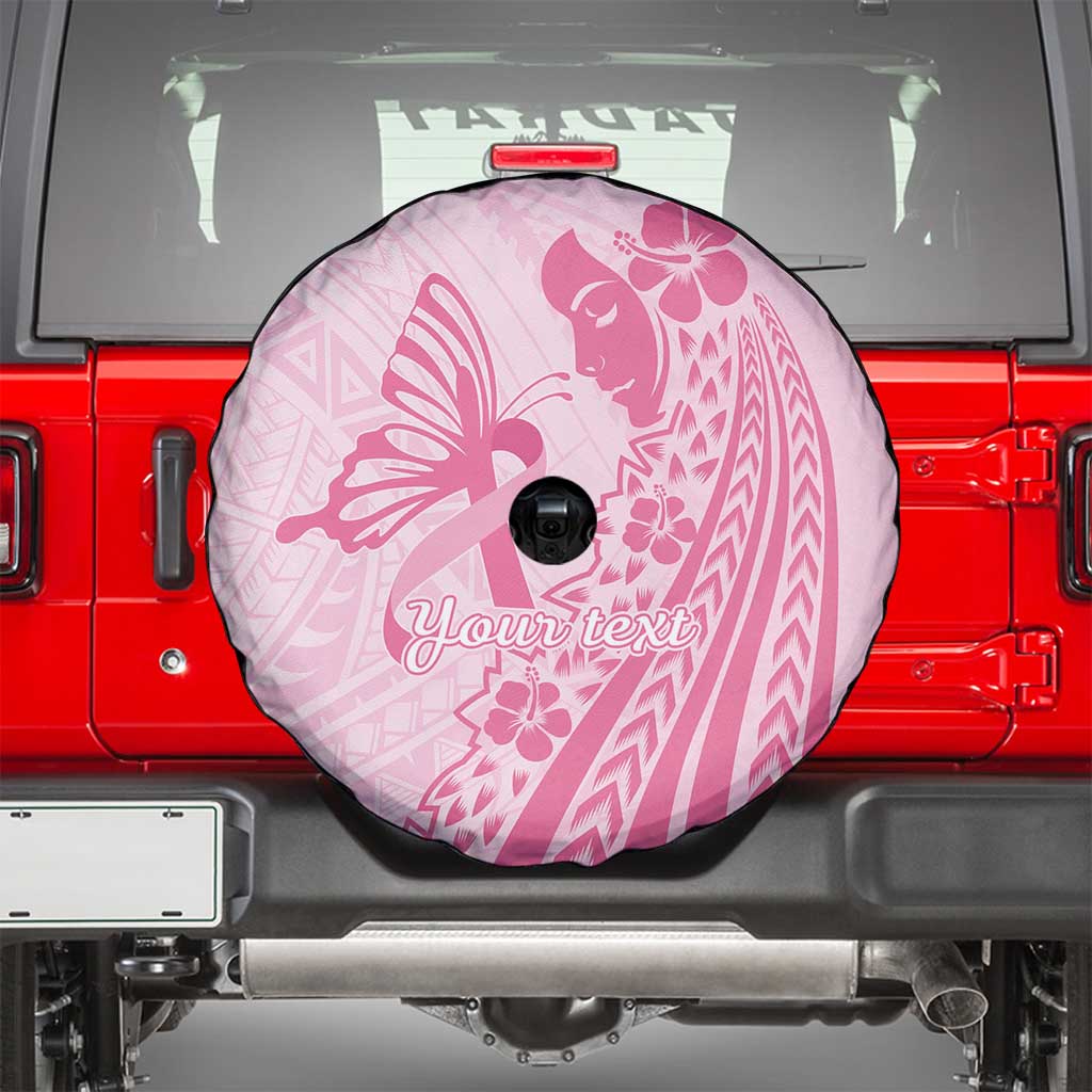 Pacific Girl and Butterfly Cancer Ribbon Personalised Spare Tire Cover LT9 - Polynesian Pride