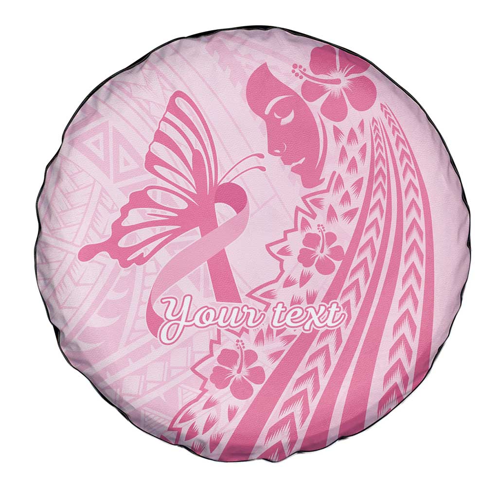 Pacific Girl and Butterfly Cancer Ribbon Personalised Spare Tire Cover LT9 - Polynesian Pride