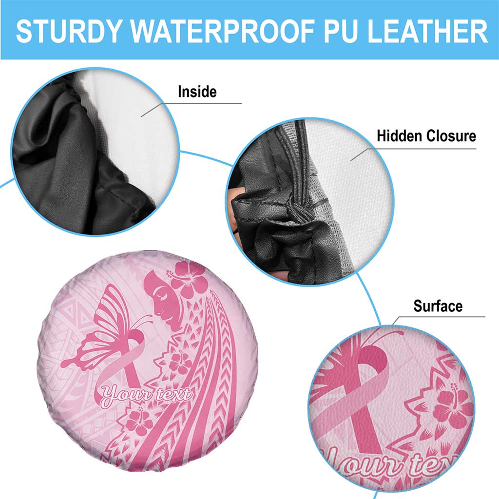Pacific Girl and Butterfly Cancer Ribbon Personalised Spare Tire Cover LT9 - Polynesian Pride