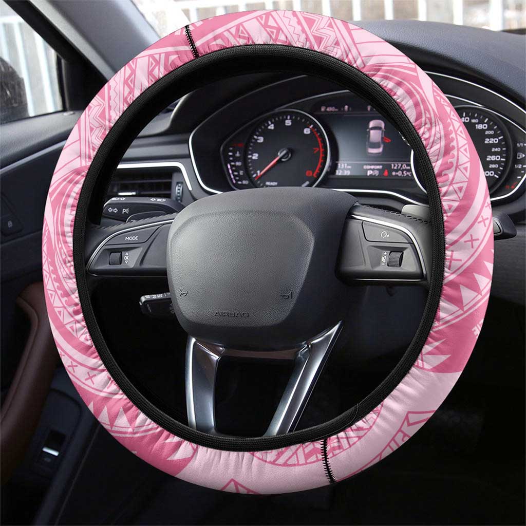 Pacific Girl and Butterfly Cancer Ribbon Steering Wheel Cover LT9 - Polynesian Pride