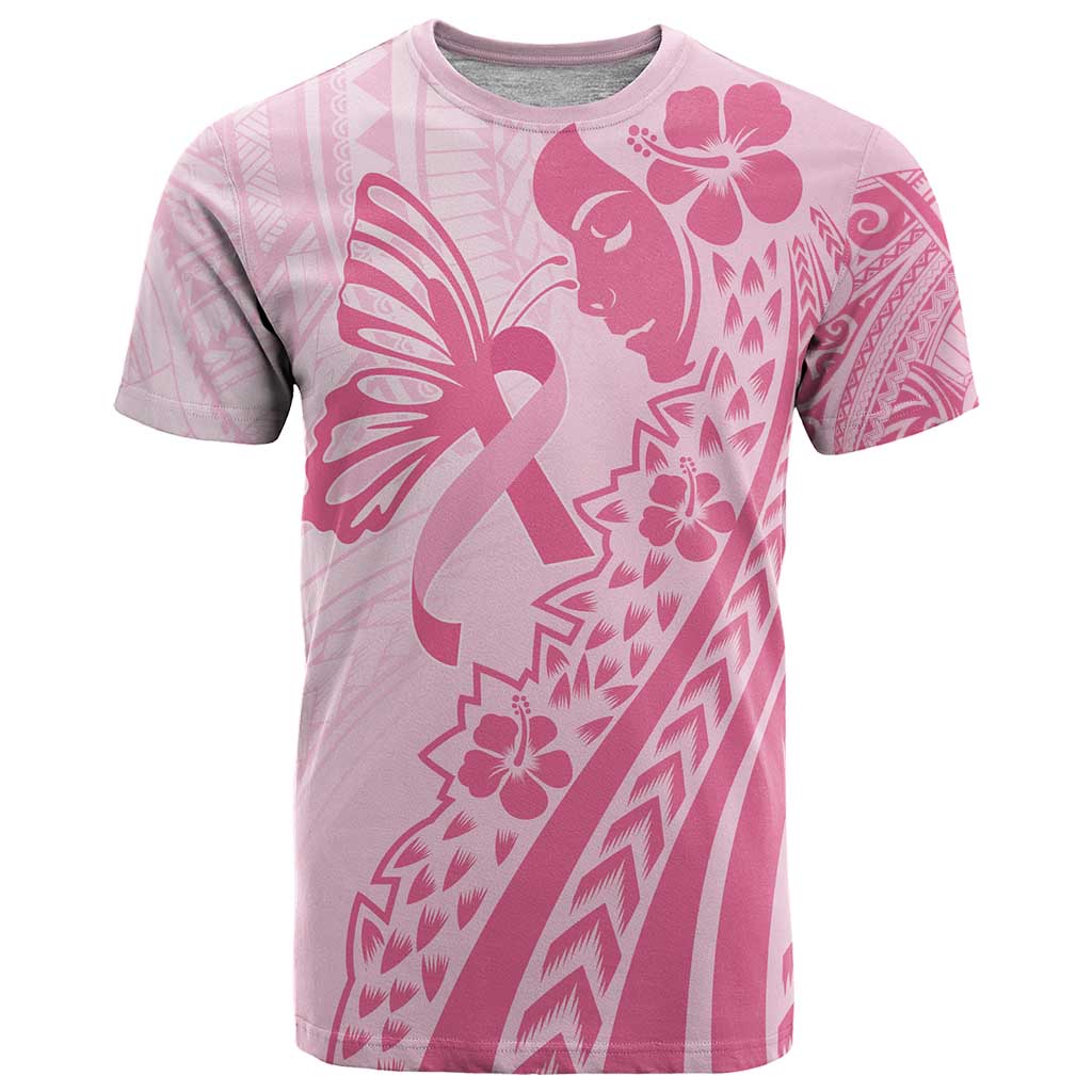 Pacific Girl and Butterfly Cancer Ribbon Personalised T Shirt