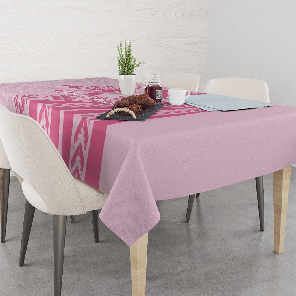 Pacific Girl and Butterfly Cancer Ribbon Personalised Tablecloth LT9 - Polynesian Pride
