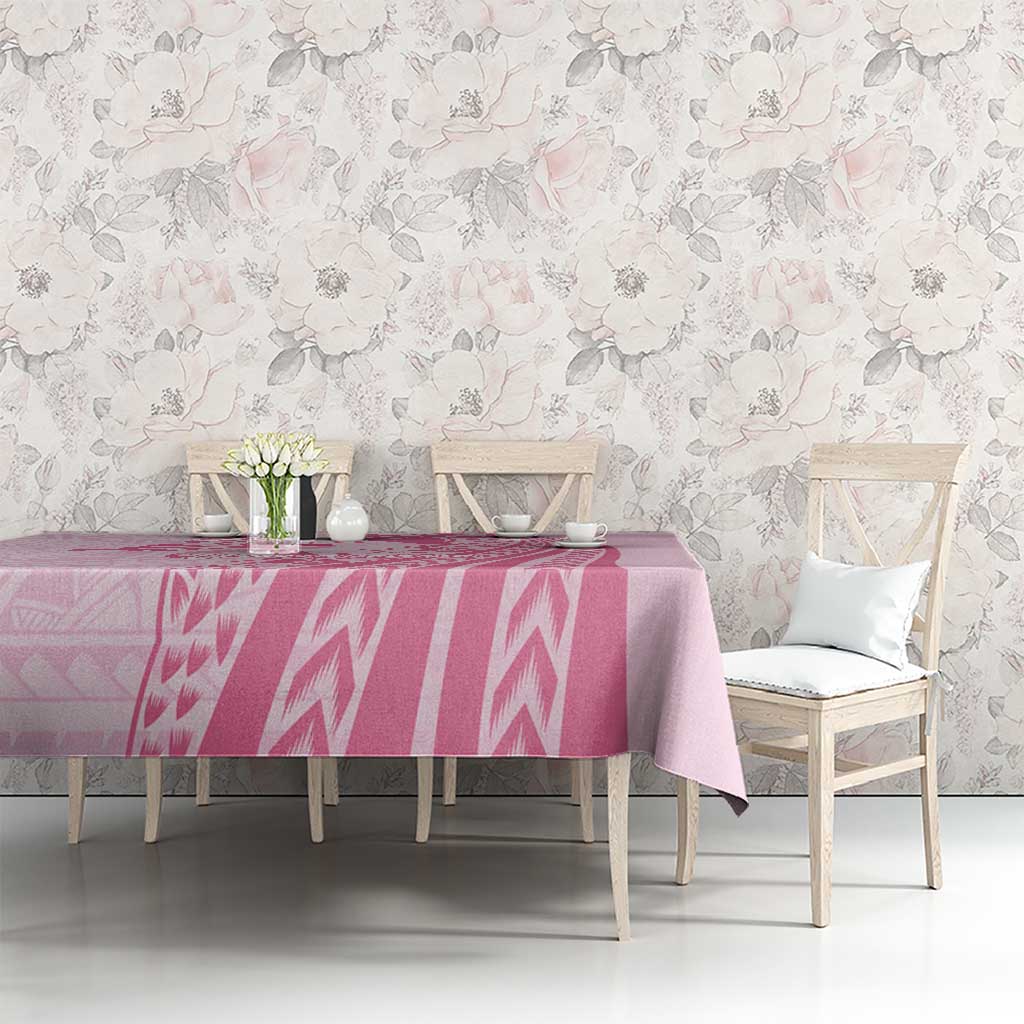 Pacific Girl and Butterfly Cancer Ribbon Personalised Tablecloth LT9 - Polynesian Pride