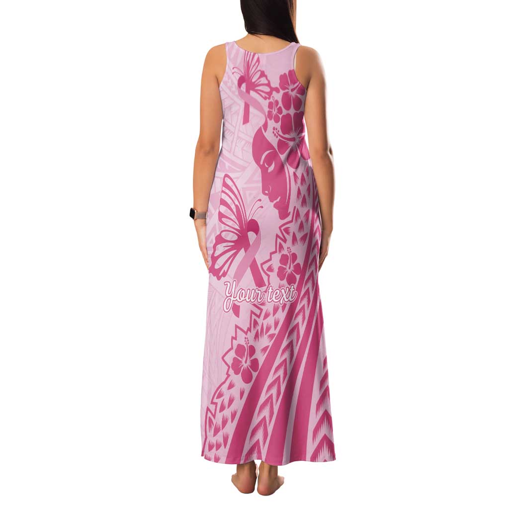 Pacific Girl and Butterfly Cancer Ribbon Personalised Tank Maxi Dress LT9 - Polynesian Pride